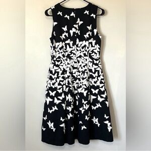 Talbots Black White Butterfly Fit And Flare Sleeveless Midi Dress Women Size 4
